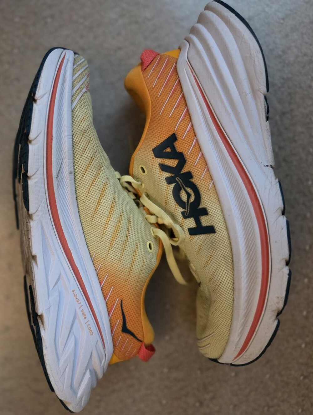 Hoka Bondi X Womens Size 8 B Yellow Pear Orange Running Sneakers Road Shoes
